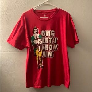 ELF Graphic T-Shirt Red XL  23 armpit to armpit. 27 1/2 inches long